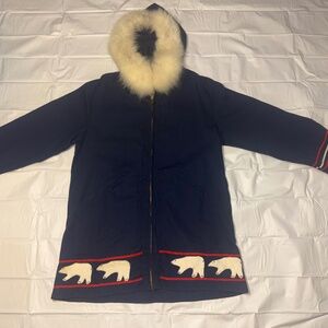 Authentic Inuvik Sewing Centre Virgin Wool Parka Arctic Eskimo Fur Coat Rare Vtg